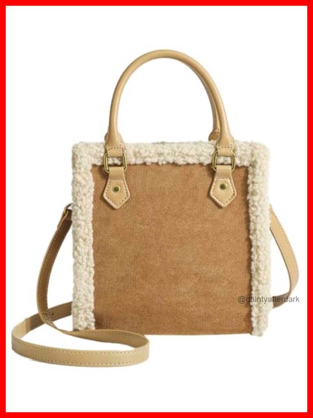 Faux Suede Tote Purse Furry Shoulder Crossbody Bag Fluffy Fuzzy Satchel